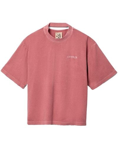 Camper Logo-embroidered Cotton T-shirt - Pink
