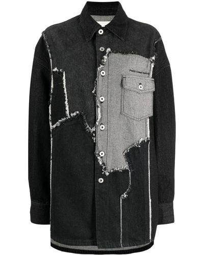 Feng Chen Wang オーバーサイズ デニムシャツ - ブラック