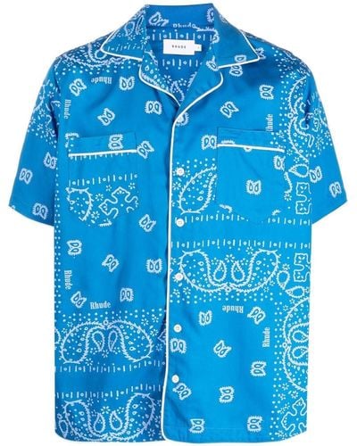 Rhude Overhemd Met Bandanaprint - Blauw