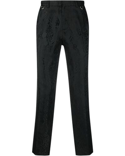 John Richmond Jacquard Slim-fit Tailored Pants - Black