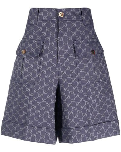 Gucci Gg Supreme Cotton Shorts - Blue