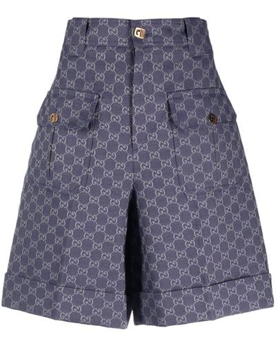 Gucci Short en toile à motif GG - Bleu