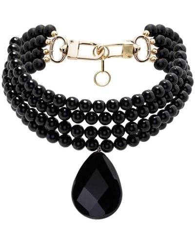 Atu Body Couture Collier multi-rangs serti de perles - Noir