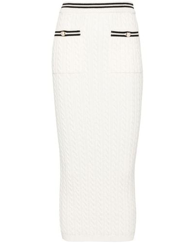 Alessandra Rich Midi Skirt With Striped Edge - White