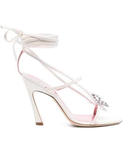 Blumarine 105mm Lace-up Leather Sandals - White