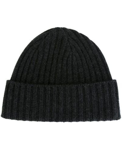 N.Peal Cashmere Ribbed Beanie - Gray