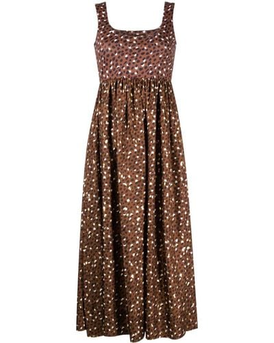 Cynthia Rowley Leopard-print Silk Midi Dress - Brown