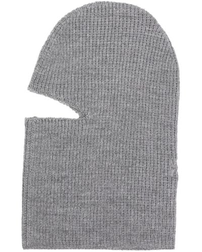 Alexander Wang Debossed-logo Ribbed-knit Balaclava - Grey