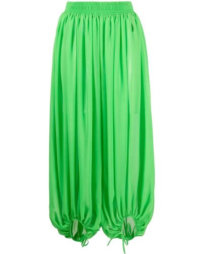 Styland Pleated Cropped Balloon Trousers - Green