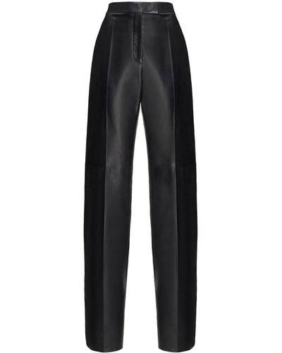 Alexander McQueen Pantalon en cuir à taille haute - Noir