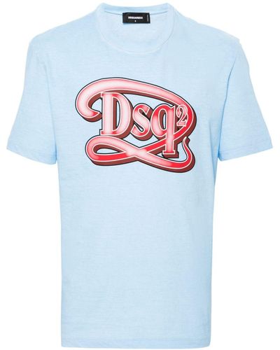 DSquared² T-Shirt mit Logo-Print - Blau