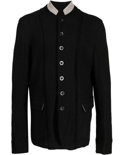 The Viridi-anne Fullling Contrasting-collar Felted Blazer - Black