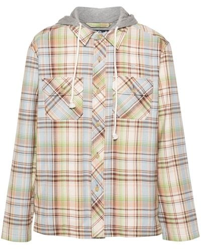 Acne Studios Buttoned Checked Hoodie - Natural