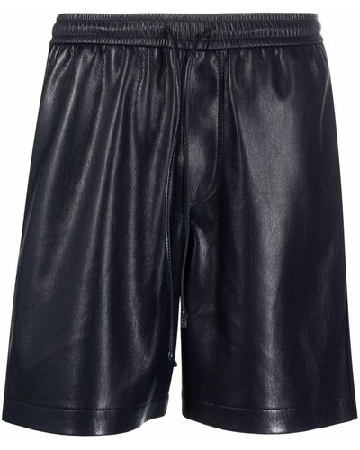 Nanushka Doxxi Shorts aus veganem Leder - Blau