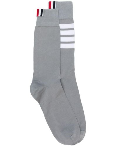 Thom Browne 4-bar Mid-calf Socks - Grey