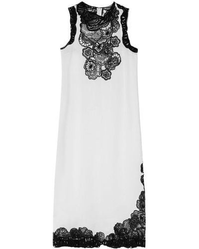 Jil Sander Floral-embroidered Sleeveless Midi Dress - White