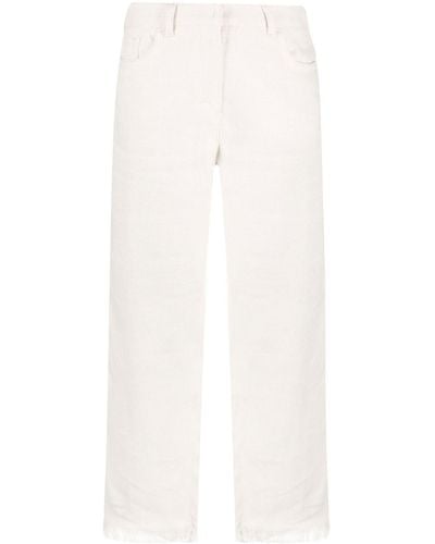 Max Mara Cropped Frayed-hem Trousers - White
