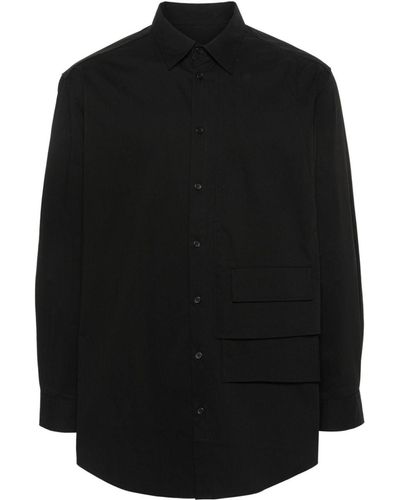 Y-3 Logo-rubberised Cotton Shirt - Black