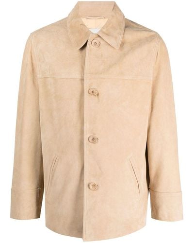 Drole de Monsieur Buttoned Goatskin Shirt Jacket - Natural
