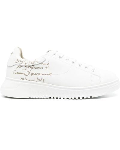 Emporio Armani Sneakers mit Kalligrafie-Print - Weiß