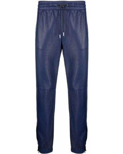 Saint Laurent Leather Tapered-leg Pants - Blue