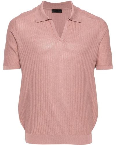 Roberto Collina Split-neck Ribbed Polo Shirt - Pink