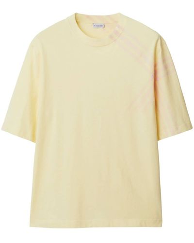 Burberry Kariertes T-Shirt - Gelb
