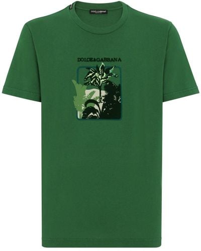 Dolce & Gabbana Tree-print Cotton T-shirt - Green