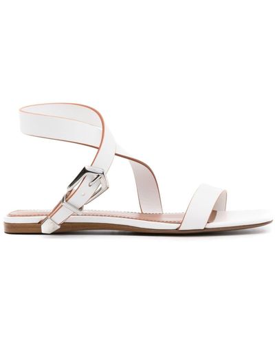 Paris Texas Flat Leather Sandals - White
