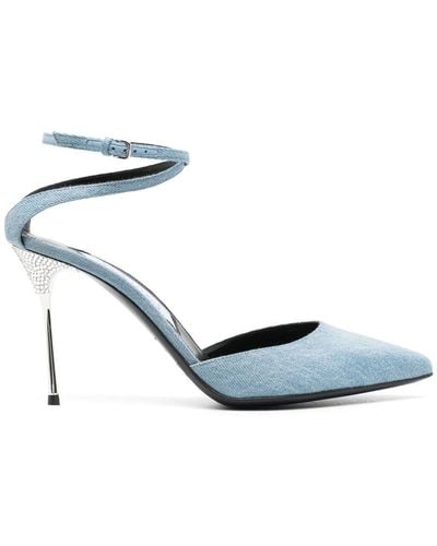 Area Rhinestone-embellished 105mm Denim Court Shoes - Blue