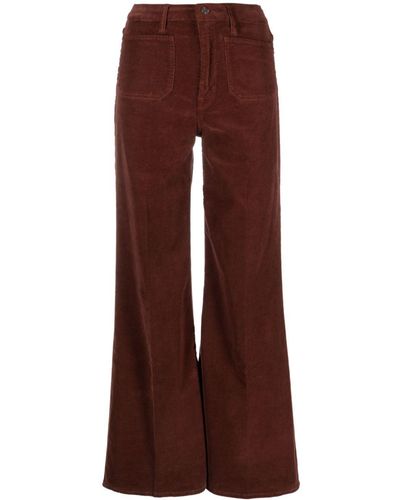 Mother High-waisted Cropped Flared Trousers - Brown