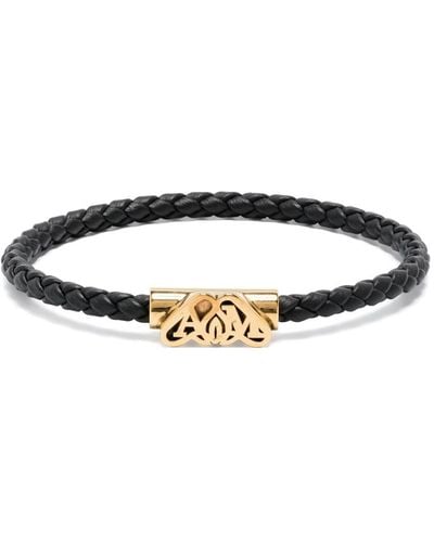 Alexander McQueen Leren Armband Met Seal-logo - Wit