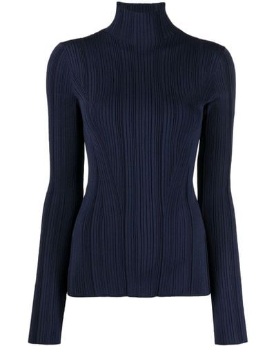 Galvan London Dawn Plissé Roll-neck Top - Blue