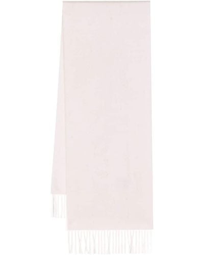 N.Peal Cashmere Fringed Cashmere Scarf - White