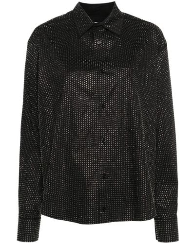 GIUSEPPE DI MORABITO Rhinestone-embellished Poplin Shirt - Black