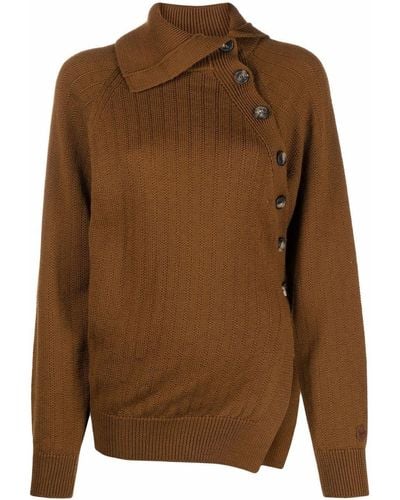 KENZO Button-detail Pullover Sweater - Brown