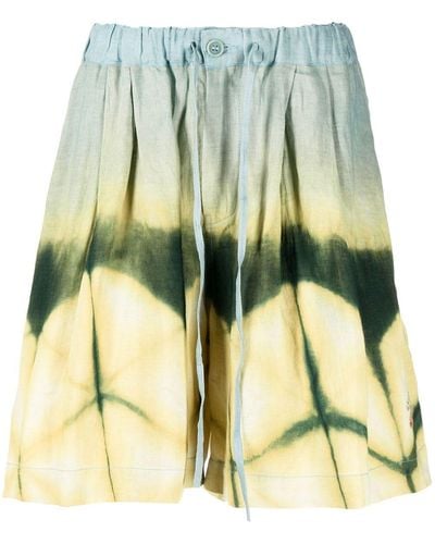 STORY mfg. Bermuda Shorts Met Tie-dye Print - Geel