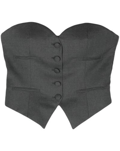 Moschino Schulterfreie Corsage im Tailoring-Look - Grau