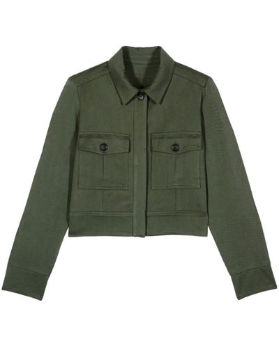 Ba&sh Elia Cropped Cotton Jacket - Green