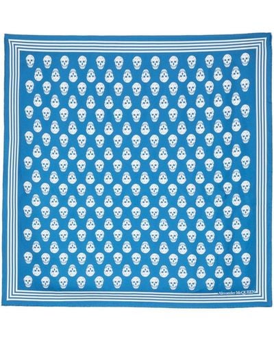 Alexander McQueen Sjaal Met Doodskopprint - Blauw