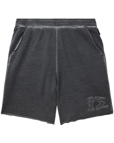 Izzue Distressed Cotton Track Shorts - Grey