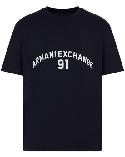 Armani Exchange T-shirt Met Logopatch - Blauw