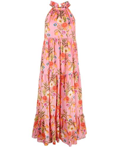 Borgo De Nor Pandora Floral-print Cotton Maxi Dress - Red