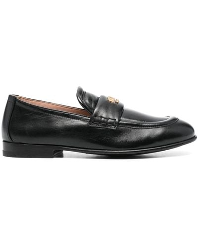 Moschino Logo-lettering leather loafers - Nero