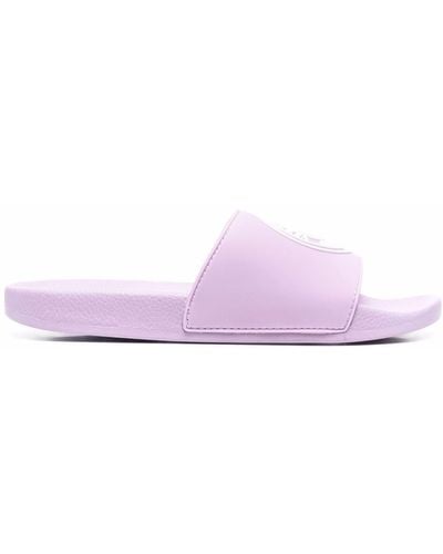 Versace V-emblem Flat Slides - Purple