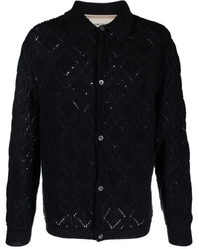 A Kind Of Guise Per Knit Wool Blend Polo Jacket - Blue
