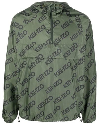 KENZO Chaqueta con capucha y logo estampado - Verde