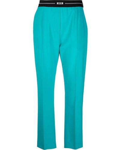 MSGM Pantalon Met Logotaille - Blauw