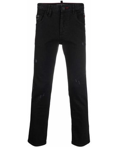 Philipp Plein Jeans skinny con effetto vissuto - Nero