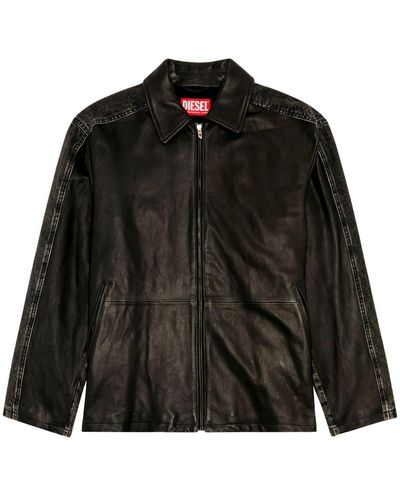 DIESEL L-stoller Panelled Leather Jacket - Black